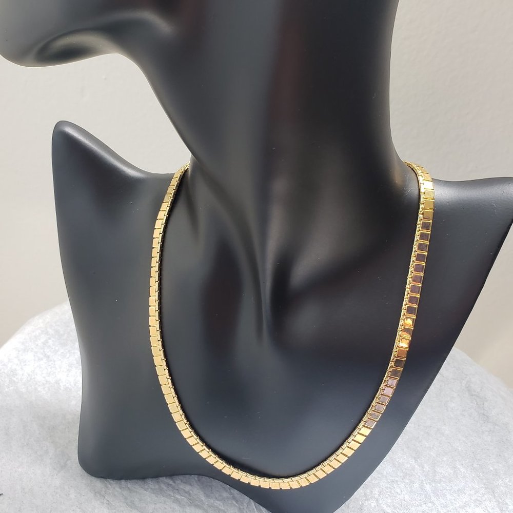 Monet Gold Tone Triple plated Herringbone Necklace
